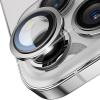 TENOC Camera Lens Protector for iPhone 13 Pro & iPhone 13 Pro Max, 9H Tempered Glass Camera Screen Cover, Black Metal Individual Ring(Silver)