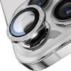 TENOC Camera Lens Protector for iPhone 14 & iPhone 14 Plus, 9H Tempered Glass Camera Screen Cover, Black Metal Individual Ring(Silver Glitter)