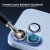 TENOC Camera Lens Protector for iPhone 17 Pro & iPhone 17 Pro Max, 9H Tempered Glass Camera Screen Cover, Silver Metal Individual Ring(Blue)