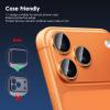TENOC Camera Lens Protector for iPhone 17 Pro & iPhone 17 Pro Max, 9H Tempered Glass Camera Screen Cover, Silver Metal Individual Ring(Oragne)