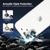TENOC Camera Lens Protector for iPhone 17 Pro & iPhone 17 Pro Max, 9H Tempered Glass Camera Screen Cover, Silver Metal Individual Ring(Silver)
