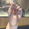 TENOC Marble Beaded Phone Wrist Strap, Cellphone Lanyard with Tether Tab, Hands-Free Phone Chain Wristlet Bracelet Keychain, Obsidian Black(A-purple)