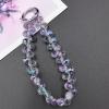 TENOC Marble Beaded Phone Wrist Strap, Cellphone Lanyard with Tether Tab, Hands-Free Phone Chain Wristlet Bracelet Keychain, Obsidian Black(A-purple)