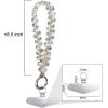 TENOC Marble Beaded Phone Wrist Strap, Cellphone Lanyard with Tether Tab, Hands-Free Phone Chain Wristlet Bracelet Keychain, Obsidian Black(A-white)