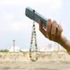 TENOC Marble Beaded Phone Wrist Strap, Cellphone Lanyard with Tether Tab, Hands-Free Phone Chain Wristlet Bracelet Keychain, Obsidian Black(B-amazonite)
