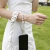 TENOC Marble Beaded Phone Wrist Strap, Cellphone Lanyard with Tether Tab, Hands-Free Phone Chain Wristlet Bracelet Keychain, Obsidian Black(B-marble White)