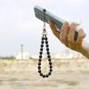 TENOC Marble Beaded Phone Wrist Strap, Cellphone Lanyard with Tether Tab, Hands-Free Phone Chain Wristlet Bracelet Keychain, Obsidian Black(B-obsidian Black)