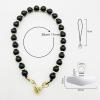 TENOC Marble Beaded Phone Wrist Strap, Cellphone Lanyard with Tether Tab, Hands-Free Phone Chain Wristlet Bracelet Keychain, Obsidian Black(B-obsidian Black)