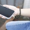 TENOC Marble Beaded Phone Wrist Strap, Cellphone Lanyard with Tether Tab, Hands-Free Phone Chain Wristlet Bracelet Keychain, Obsidian Black(B-obsidian Black)