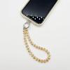 TENOC Marble Beaded Phone Wrist Strap, Cellphone Lanyard with Tether Tab, Hands-Free Phone Chain Wristlet Bracelet Keychain, Obsidian Black(C-champagne)