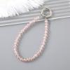 TENOC Marble Beaded Phone Wrist Strap, Cellphone Lanyard with Tether Tab, Hands-Free Phone Chain Wristlet Bracelet Keychain, Obsidian Black(C-pink)