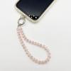 TENOC Marble Beaded Phone Wrist Strap, Cellphone Lanyard with Tether Tab, Hands-Free Phone Chain Wristlet Bracelet Keychain, Obsidian Black(C-pink)