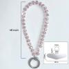 TENOC Marble Beaded Phone Wrist Strap, Cellphone Lanyard with Tether Tab, Hands-Free Phone Chain Wristlet Bracelet Keychain, Obsidian Black(C-pink)