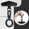 TENOC Metal Phone Tether, Universal Cellphone Lanyard Pad with 360 Rotation Spring Ring, Rose Gold(Black)