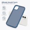 TENOC Phone Case Compatible with iPhone 13 & iPhone 14, Black Case Anti-Fingerprint Protective Bumper Matte Cover for 6.1 Inch(Translucent Dark Blue)