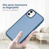 TENOC Phone Case Compatible with iPhone 13 & iPhone 14, Black Case Anti-Fingerprint Protective Bumper Matte Cover for 6.1 Inch(Translucent Dark Blue)