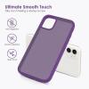 TENOC Phone Case Compatible with iPhone 13 & iPhone 14, Black Case Anti-Fingerprint Protective Bumper Matte Cover for 6.1 Inch(Translucent Dark Purple)