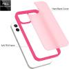 TENOC Phone Case Compatible with iPhone 13 & iPhone 14, Black Case Anti-Fingerprint Protective Bumper Matte Cover for 6.1 Inch(Translucent Hot Pink)