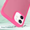 TENOC Phone Case Compatible with iPhone 13 & iPhone 14, Black Case Anti-Fingerprint Protective Bumper Matte Cover for 6.1 Inch(Translucent Hot Pink)