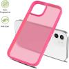 TENOC Phone Case Compatible with iPhone 13 & iPhone 14, Black Case Anti-Fingerprint Protective Bumper Matte Cover for 6.1 Inch(Translucent Hot Pink)