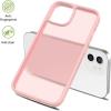 TENOC Phone Case Compatible with iPhone 13 & iPhone 14, Black Case Anti-Fingerprint Protective Bumper Matte Cover for 6.1 Inch(Translucent Pink)