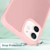 TENOC Phone Case Compatible with iPhone 13 & iPhone 14, Black Case Anti-Fingerprint Protective Bumper Matte Cover for 6.1 Inch(Translucent Pink)