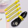 TENOC Silicone Cable Ties 10 Pcs Black Reusable Cable Holder Elastic Cord Straps Flexible Wire Organizer for Phone Tablet Charging Cable and Headset or Others(Yellow)