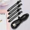 TENOC Silicone Cable Ties 10 Pcs Black Reusable Cable Holder Elastic Cord Straps Flexible Wire Organizer for Phone Tablet Charging Cable and Headset or Others(Black)
