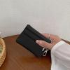 TENOC Small PU Leather Coin Purse Change Pouch Card Holder Keychain Wallet for Women Men with Zip Key Ring, Black(Black)