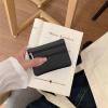 TENOC Small PU Leather Coin Purse Change Pouch Card Holder Keychain Wallet for Women Men with Zip Key Ring, Black(Black)