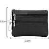 TENOC Small PU Leather Coin Purse Change Pouch Card Holder Keychain Wallet for Women Men with Zip Key Ring, Black(Black)
