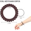 TENOC Spiral Coil Keychain, Anti-lost Key Chain Holder Lanyard Cord for Sauna Outdoor Sports and Gym Pool(Brown)