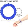 TENOC Spiral Coil Keychain, Anti-lost Key Chain Holder Lanyard Cord for Sauna Outdoor Sports and Gym Pool(Deep Blue)