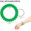 TENOC Spiral Coil Keychain, Anti-lost Key Chain Holder Lanyard Cord for Sauna Outdoor Sports and Gym Pool(Deep Green)