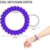 TENOC Spiral Coil Keychain, Anti-lost Key Chain Holder Lanyard Cord for Sauna Outdoor Sports and Gym Pool(Deep Purple)