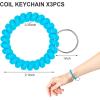TENOC Spiral Coil Keychain, Anti-lost Key Chain Holder Lanyard Cord for Sauna Outdoor Sports and Gym Pool(Light Blue)