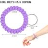 TENOC Spiral Coil Keychain, Anti-lost Key Chain Holder Lanyard Cord for Sauna Outdoor Sports and Gym Pool(Light Purple)