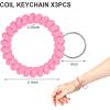 TENOC Spiral Coil Keychain, Anti-lost Key Chain Holder Lanyard Cord for Sauna Outdoor Sports and Gym Pool(Pink)