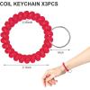 TENOC Spiral Coil Keychain, Anti-lost Key Chain Holder Lanyard Cord for Sauna Outdoor Sports and Gym Pool(Red)