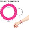 TENOC Spiral Coil Keychain, Anti-lost Key Chain Holder Lanyard Cord for Sauna Outdoor Sports and Gym Pool(Rose Red)
