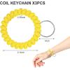 TENOC Spiral Coil Keychain, Anti-lost Key Chain Holder Lanyard Cord for Sauna Outdoor Sports and Gym Pool(Yellow)