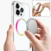 TENOC Universal Metal Ring Sticker for Magnetic Charger Compatible with iPhone/Samsung/Android All Cellphones, Magnetic Mount/Phone Holder Conversion Accessories, 3Pcs, Black(3 x Rainbow)