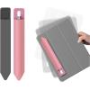 TENOC Universal Stylus Holder, Adhesive Pencil Protected Sleeve Case, Elastic Pens Holder Storage Pouch Pocket Compatible for Pencil Pro 2nd/1st & USB-C, 1 Pcs, Black(Grey+Pink)