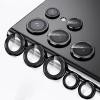 TENOC Camera Lens Protector for Samsung Galaxy S23 & S23 Plus & S23 FE, 9H Tempered Glass Camera Screen Cover, Black Metal Individual Ring(Black)