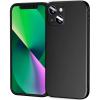 TENOC Camera Lens Protector for iPhone 13, 9H Tempered Glass Camera Screen Cover, Black Metal Individual Ring