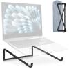 TENOC Foldable Laptop Stand for Desk, Universal Laptop Riser Ventilated Holder Mount Compatible with MacBook, Notebook, ASUS, Acer and More, Black(Black)