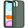 TENOC Phone Case Compatible with iPhone 13 & iPhone 14, Black Case Anti-Fingerprint Protective Bumper Matte Cover for 6.1 Inch(Translucent Forest Green)
