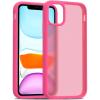 TENOC Phone Case Compatible with iPhone 13 & iPhone 14, Black Case Anti-Fingerprint Protective Bumper Matte Cover for 6.1 Inch(Translucent Hot Pink)