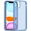 TENOC Phone Case Compatible with iPhone 13 & iPhone 14, Black Case Anti-Fingerprint Protective Bumper Matte Cover for 6.1 Inch(Translucent Sierra Blue)