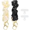 TENOC Scrunchie Keychain Wristlet, Soft Stretch Hair Tie Key Ring Bracelet, Elastic Keyring Wrist Strap for Women(Black & Beige)